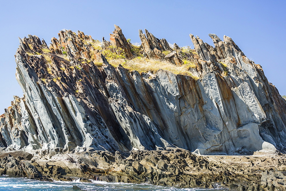 The 1.7 billion year old Elgee sandstone cliffs in Yampi Sound, Kimberley, Western Australia, Australia, Pacific