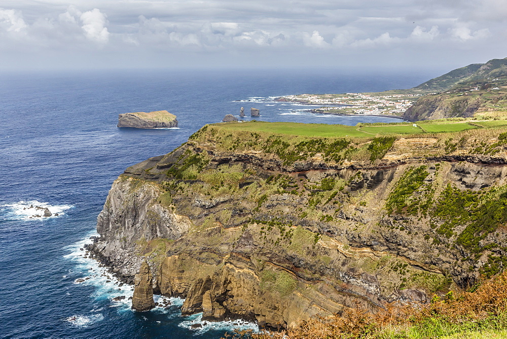 The rugged coastline of the Azorean capital island of Sao Miguel, Azores, Portugal, Atlantic, Europe