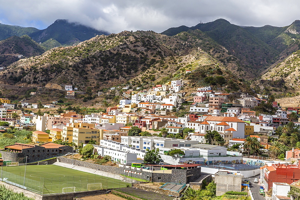 A view of Vallehermoso on the island of La Gomera, the second smallest island in the Canary Islands, Spain, Atlantic, Europe