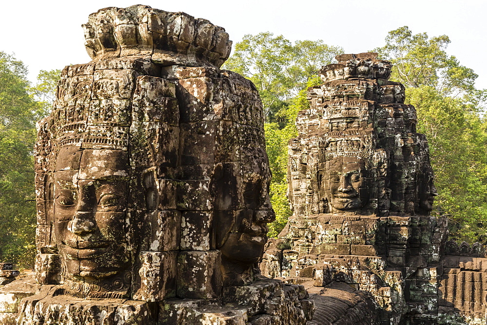 Four-faced towers in Prasat Bayon, Angkor Thom, Angkor, UNESCO World Heritage Site, Cambodia, Indochina, Southeast Asia, Asia