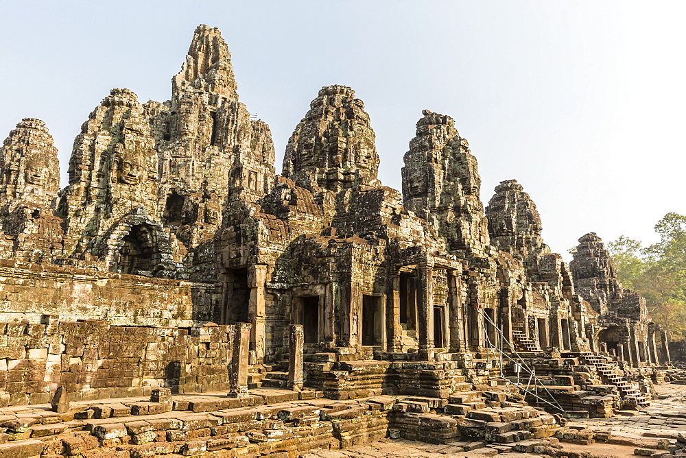 Four-faced towers in Prasat Bayon, Angkor Thom, Angkor, UNESCO World Heritage Site, Cambodia, Indochina, Southeast Asia, Asia