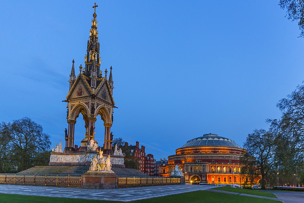 The Albert Memorial in front of the Royal Albert Hall, London, England, United Kingdom, Europe