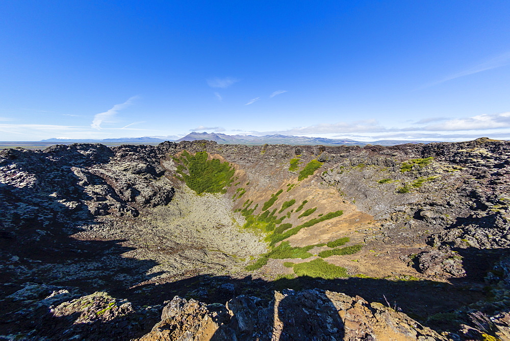 Eldborg volcanic crater, declared a Protected Natural Monument in 1974, Iceland, Polar Regions