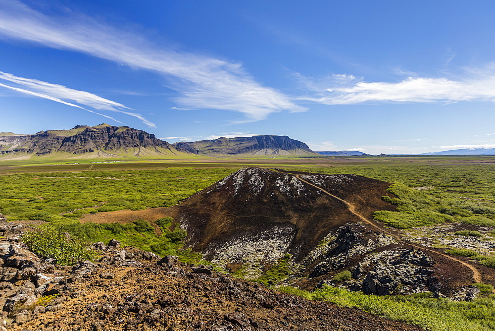 Eldborg volcanic crater, declared a Protected Natural Monument in 1974, Iceland, Polar Regions