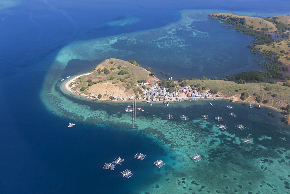 Aerial view of Flores Island from a commercial flight, Flores Sea, Indonesia, Southeast Asia, Asia