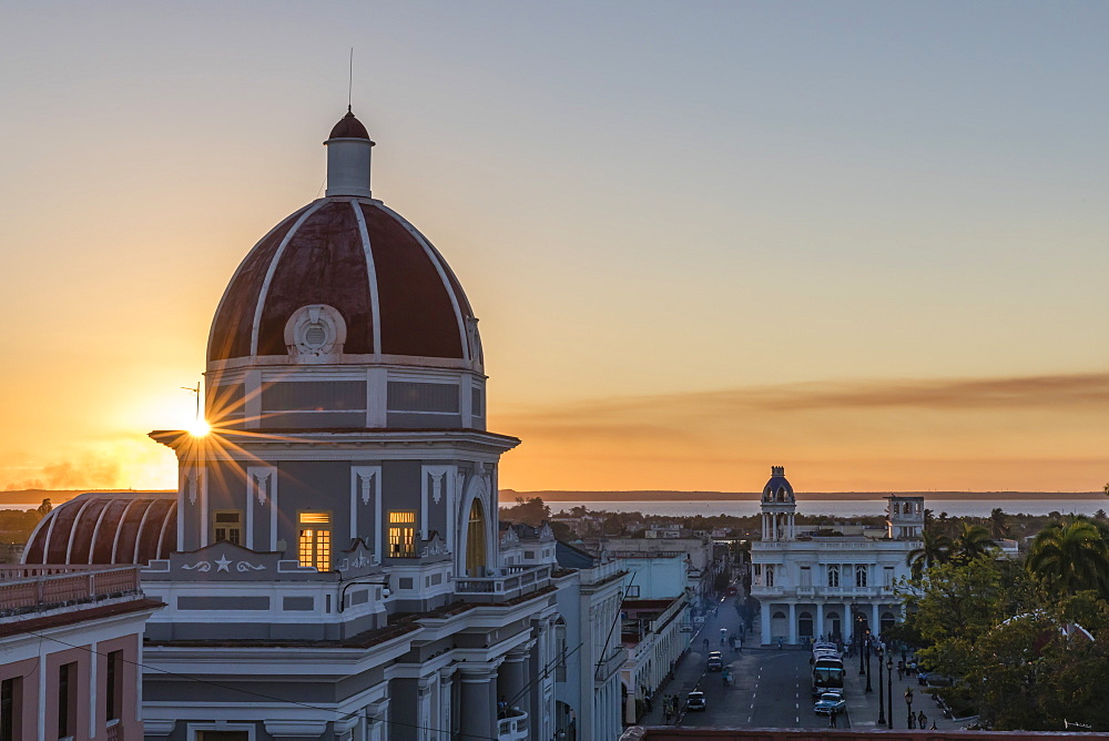 Antiguo Ayuntamiento, home of the provincial government building at sunset, UNESCO World Heritage Site, Cienfuegos, Cuba, West Indies, Caribbean, Central America