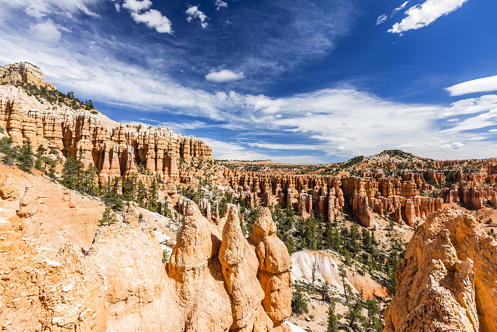 View of hoodoo formations from the Fairyland Trail in Bryce Canyon National Park, Utah, United States of America, North America