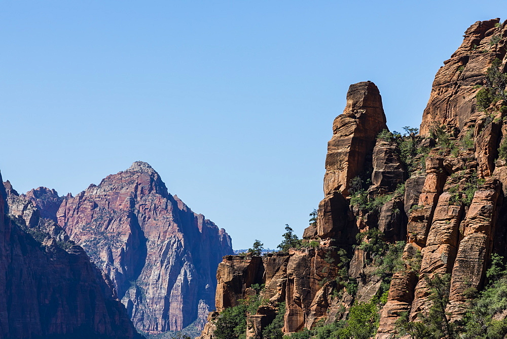 View of Navajo sandstone formations from Angel's Landing Trail in Zion National Park, Utah, United States of America, North America