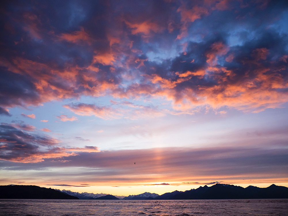 Sunset in Glacier Bay National Park and Preserve, Southeast Alaska, United States of America, North America