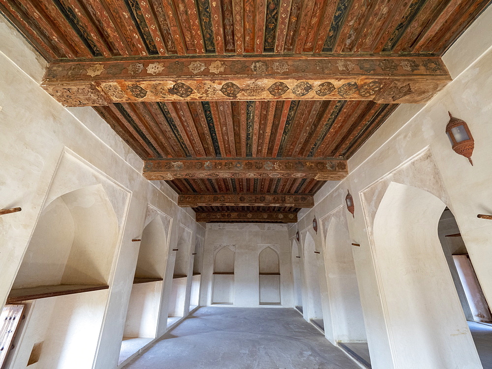 Interior view of the Castle of Jabreen, a 17th century fortress near Bahla, Sultanate of Oman, Middle East