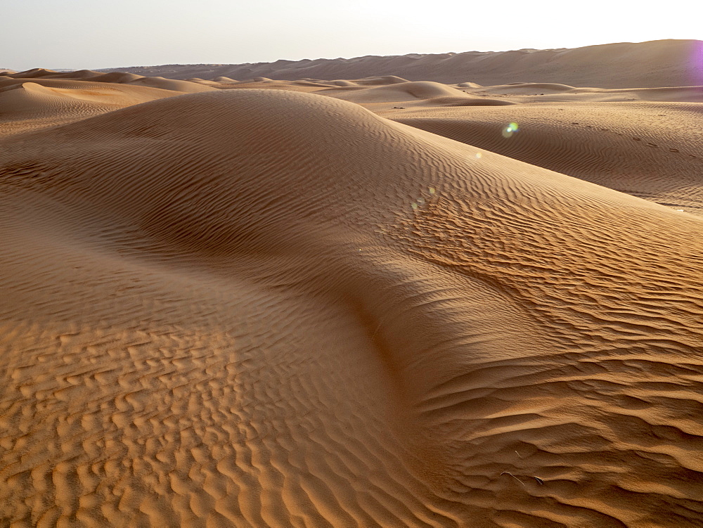 Sand dunes in the Ramlat Al Wahiba Desert, known locally as the Empty Quarter, Sultanate of Oman, Middle East