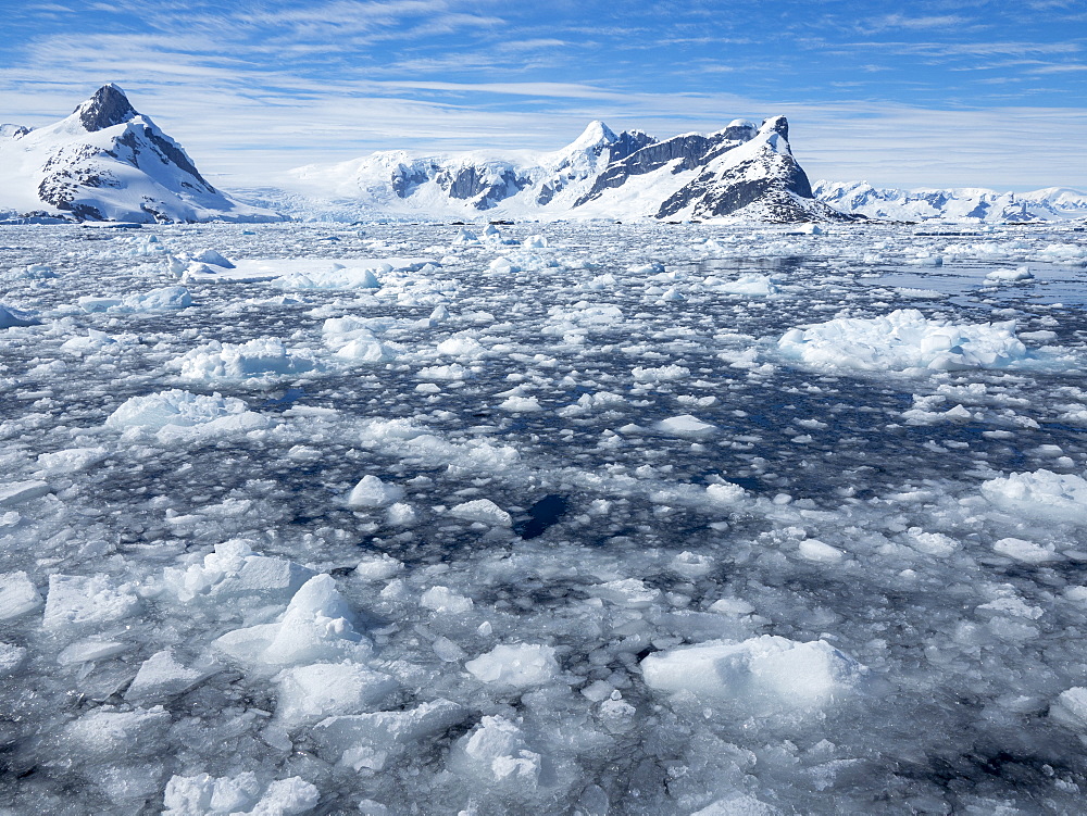 Ice choked waters surrounding the Yalour Islands, Antarctica, Polar Regions