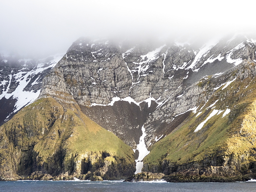 The rocky shore of Bird Island, on the northwest side of South Georgia, Polar Regions