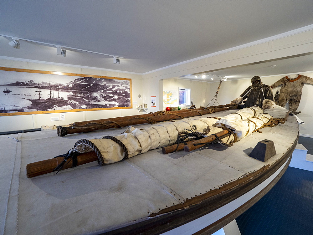 Replica of the James Caird inside the South Georgia Museum at Grytviken, South Georgia, Polar Regions