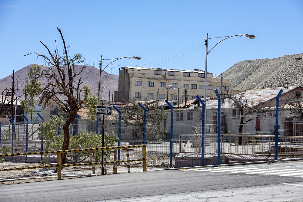 The abandoned company mine workers village in Chuquicamata open pit copper mine, Atacama Desert, Chile, South America