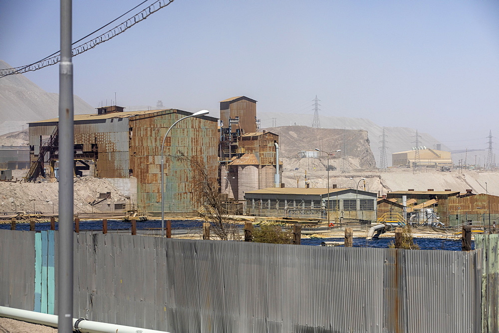 The abandoned company mine workers village in Chuquicamata open pit copper mine, Atacama Desert, Chile, South America