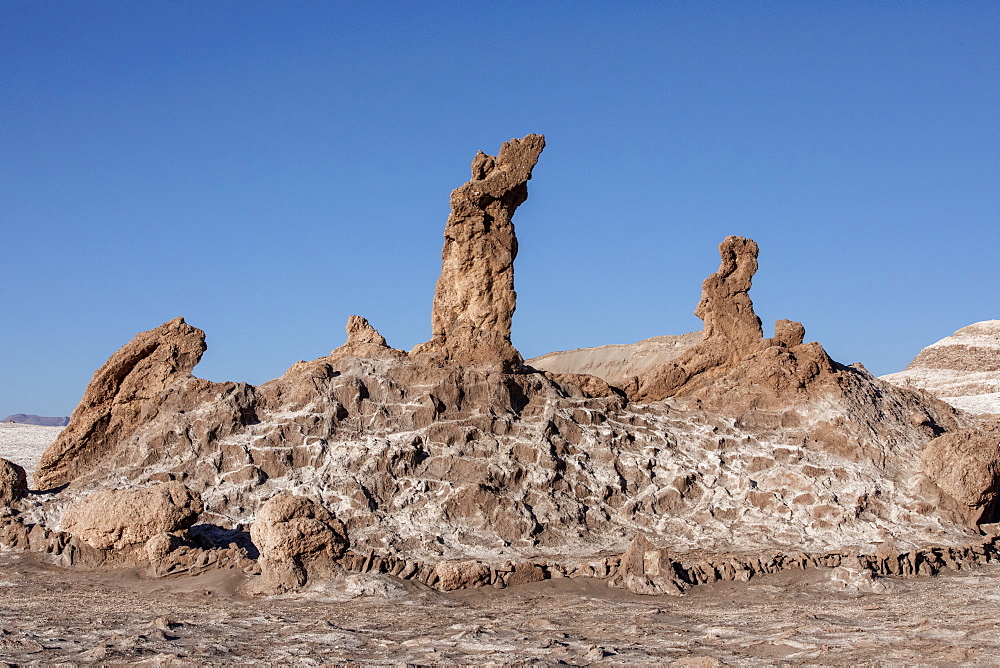 The stone formation Tres Marias, Valle de le Luna, Los Flamencos National Reserve, Antofagasta Region, Chile, South America