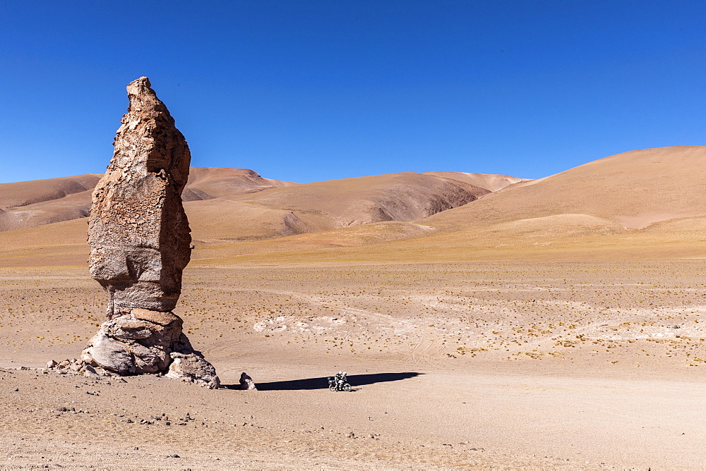 Stone formation at Salar de Tara y Aguas Calientes I, Los Flamencos National Reserve, Antofagasta Region, Chile, South America