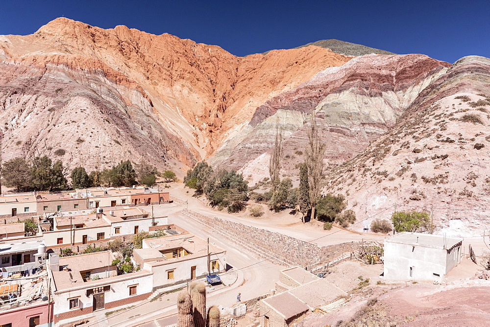 The village of Purmamarca, at the base of Seven Colors Hill, Jujuy province of northwest Argentina, South America