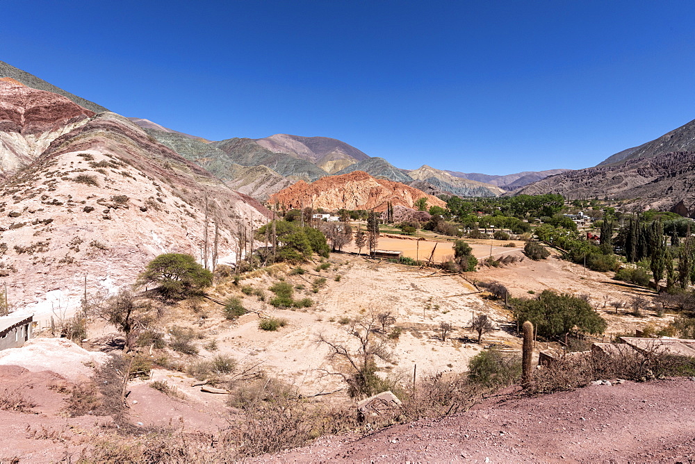 The village of Purmamarca, at the base of Seven Colors Hill, Jujuy province of northwest Argentina, South America