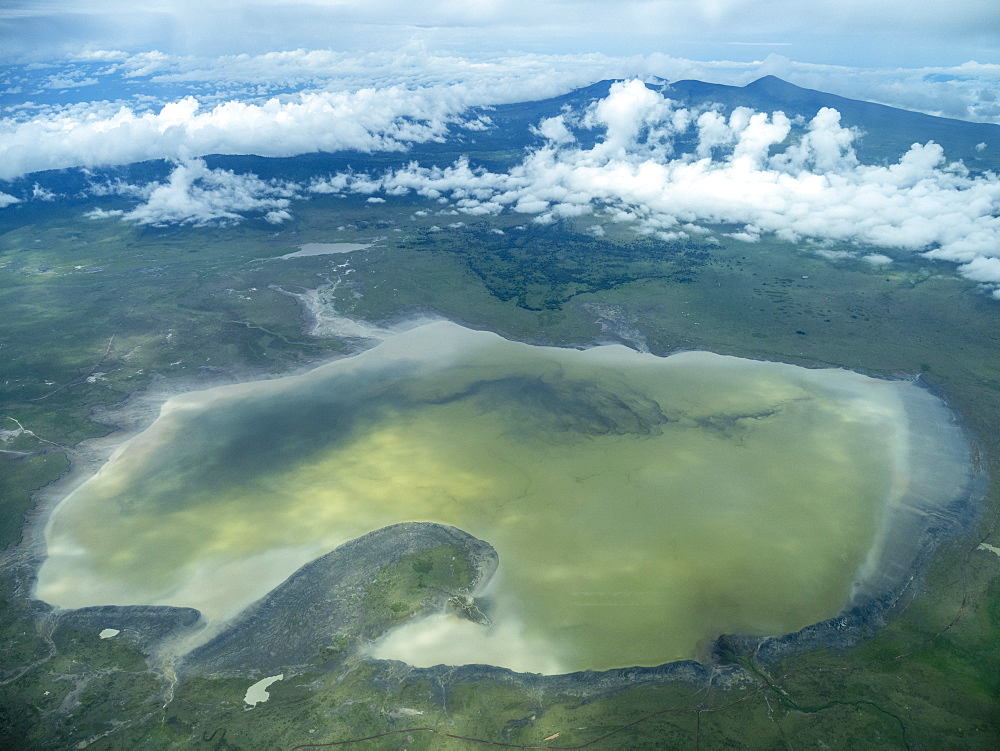 Aerial view of Ngorongoro Crater in the Ngorongoro Conservation Area, UNESCO World Heritage Site, Tanzania, East Africa, Africa