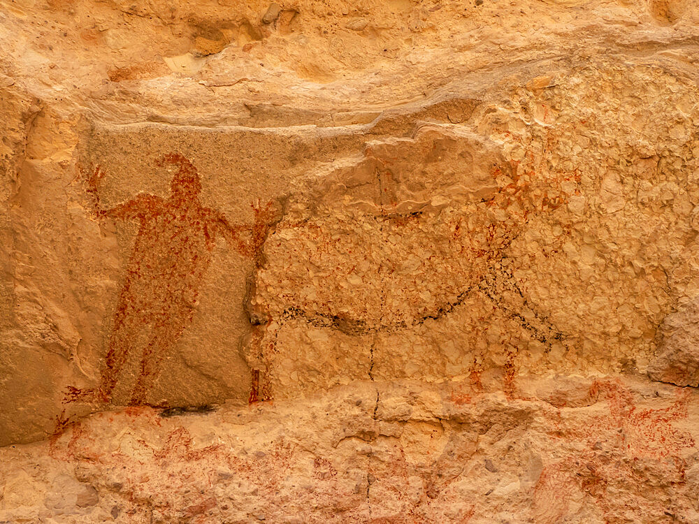 Rock art pictographs of the Cochimi people, Palmarito Cave, Sierra San Francisco, UNESCO World Heritage Site, Baja California Sur, Mexico, North America