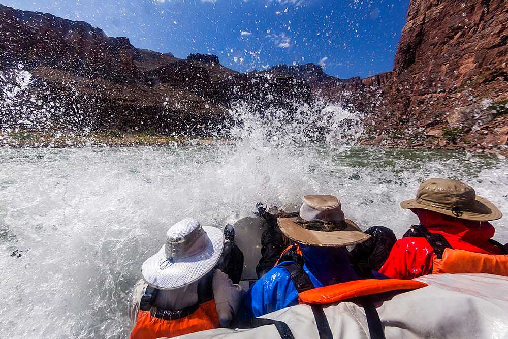 Shooting the rapids in a raft on the Colorado River, Grand Canyon National Park, UNESCO World Heritage Site, Arizona, United States of America, North America