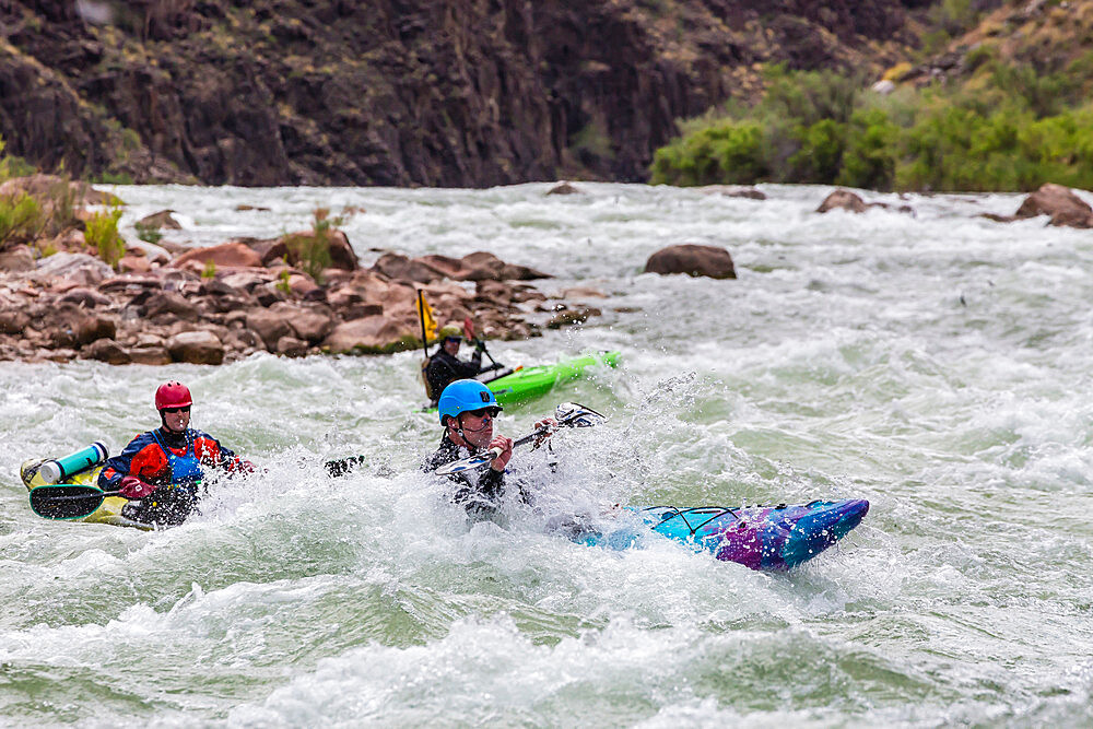 Shooting rapids in a kayak on the Colorado River, Grand Canyon National Park, UNESCO World Heritage Site, Arizona, United States of America, North America