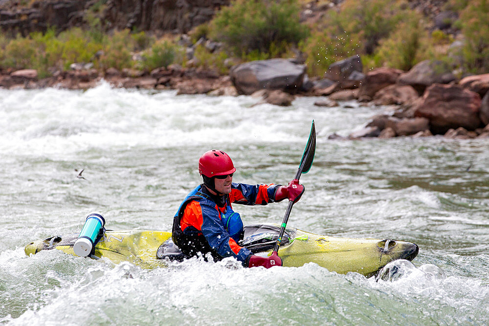 Shooting rapids in a kayak on the Colorado River, Grand Canyon National Park, UNESCO World Heritage Site, Arizona, United States of America, North America