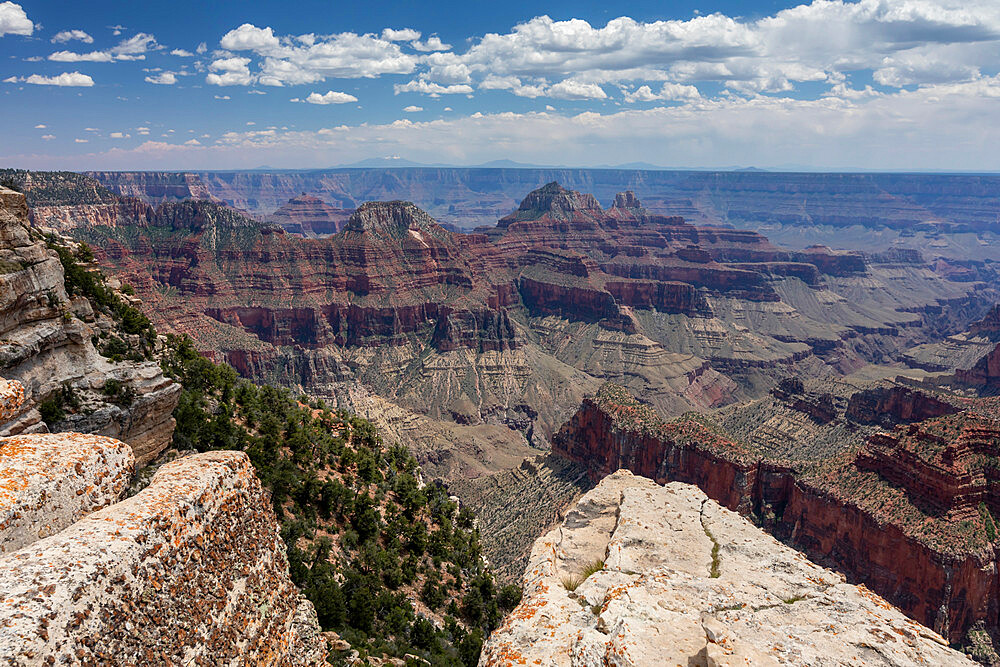 View of the North Rim of Grand Canyon National Park from Bright Angel Point, UNESCO World Heritage Site, Arizona, United States of America, North America