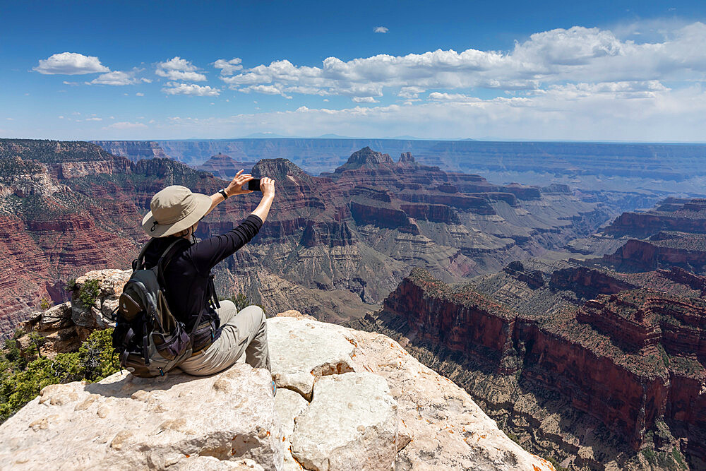 View of the North Rim of Grand Canyon National Park from Bright Angel Point, UNESCO World Heritage Site, Arizona, United States of America, North America