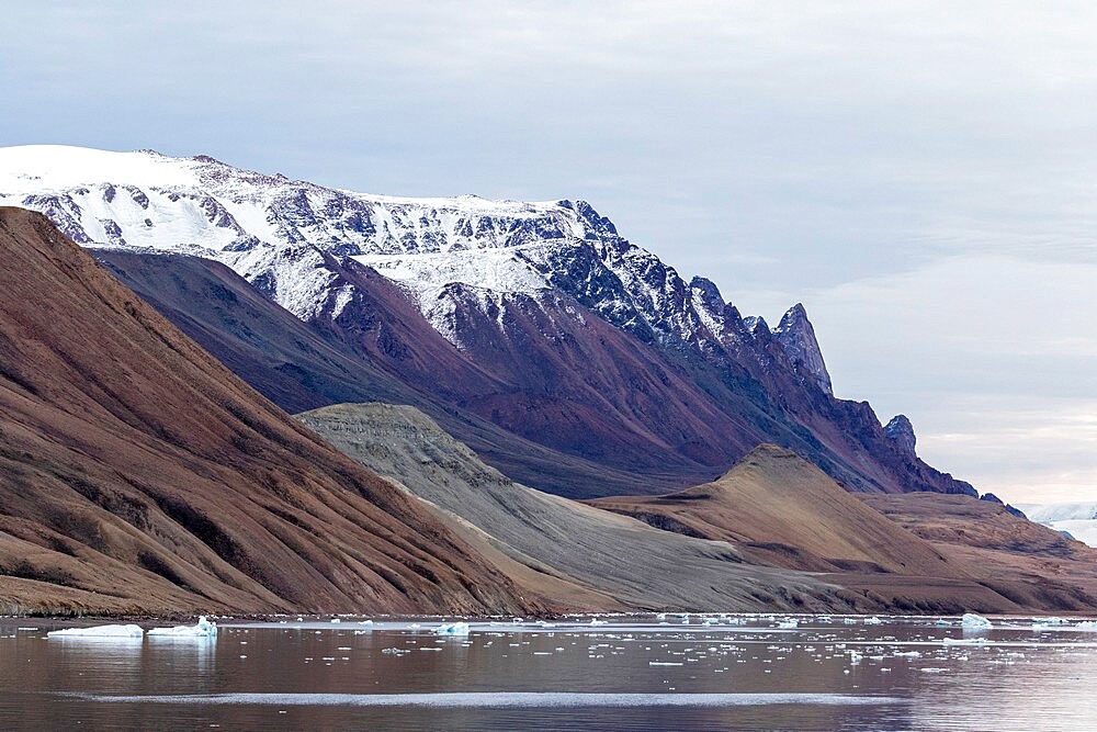 Reflections in the calm waters of Makinson Inlet, Ellesmere Island, Nunavut, Canada, North America