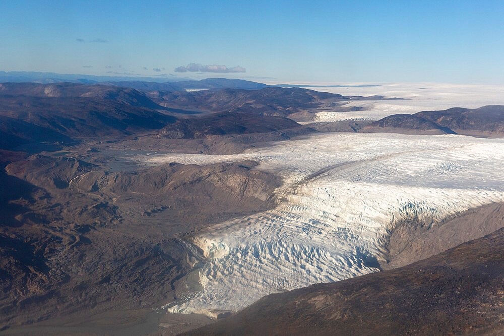 Aerial view of the UNESCO World Heritage Site of Ilulissat Icefjord, near Ilulissat (Jakobshavn), Greenland, Polar Regions