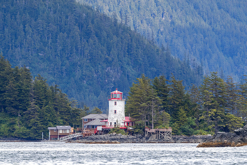 A lighthouse just outside the city of Sitka, Sitka Sound, Southeast Alaska, United States of America, North America