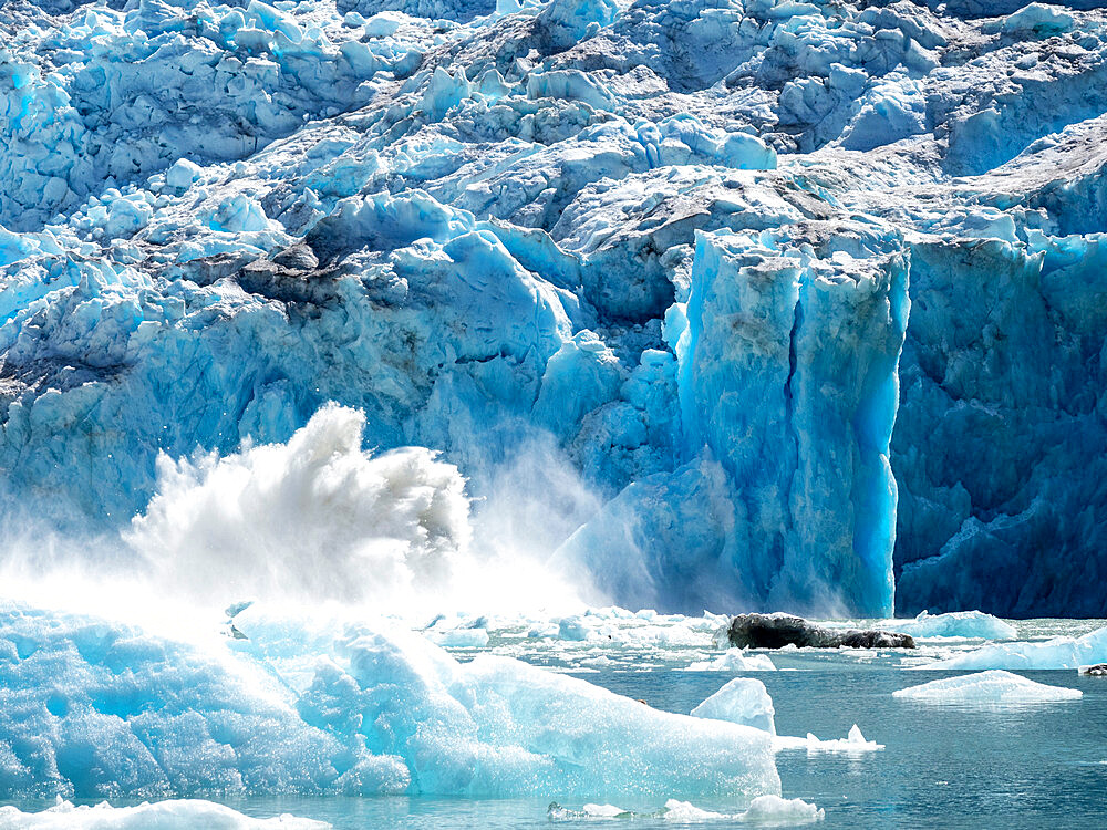 The face of glacier calving off on the South Sawyer Glacier, Tracy Arm, Southeast Alaska, United States of America, North America