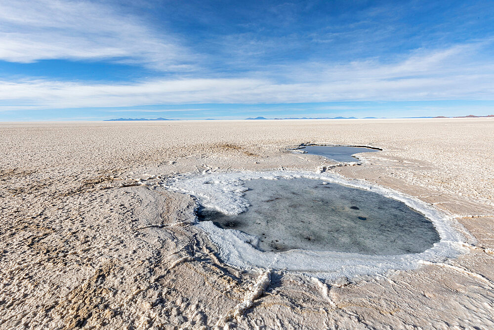 The salt flats near Coqueza, a small town near the Thunupa Volcano, Salar de Uyuni, Daniel Campos Province, Bolivia, South America