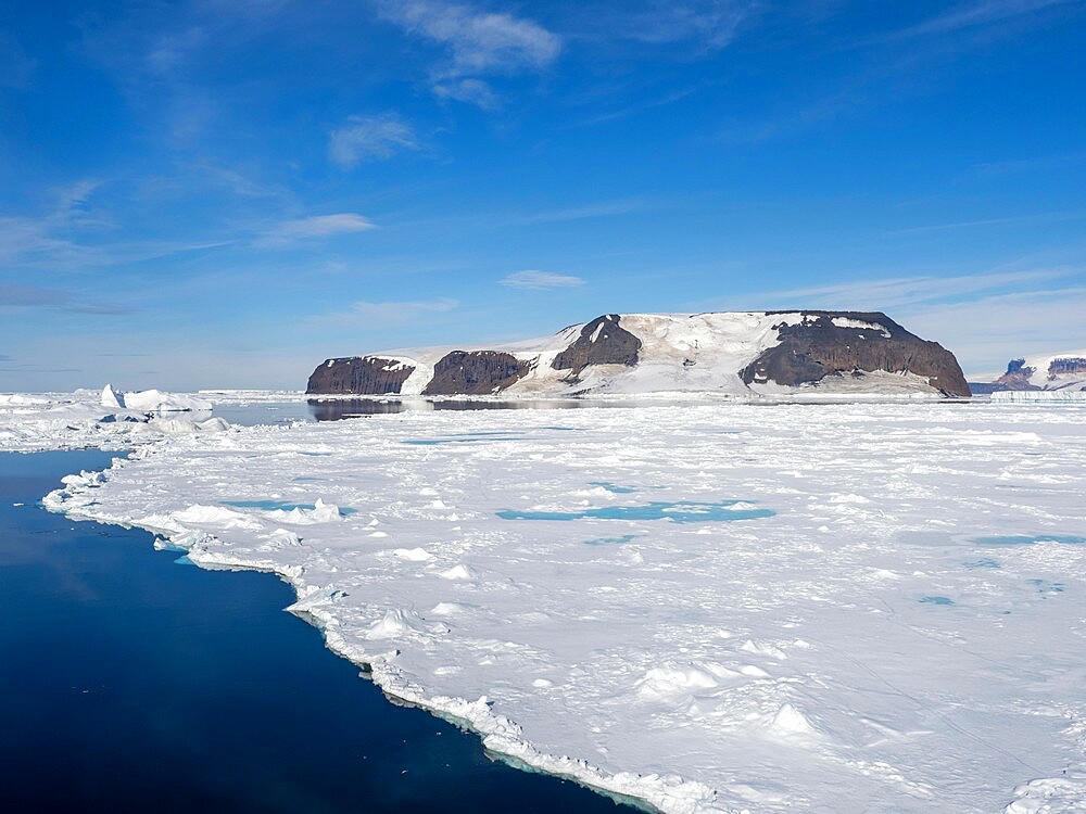 Ice chokes the waters surrounding Lockyer Island, Weddell Sea, Antarctica, Polar Regions