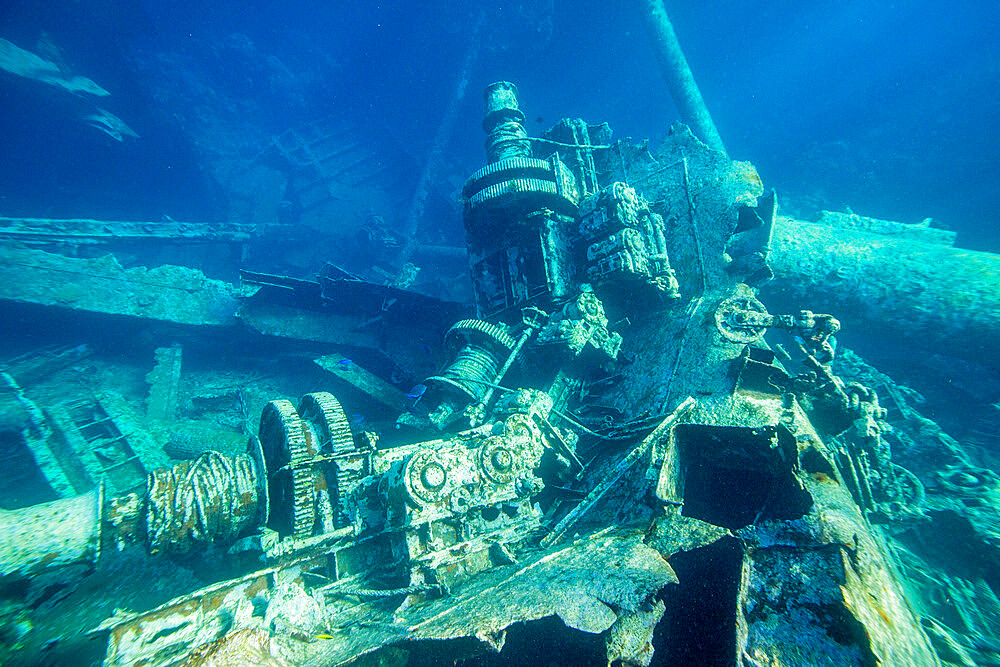 Remains of the Kinsei Maru shipwreck on the northeast side of the Silver Bank, Dominican Republic, Greater Antilles, Caribbean, Central America