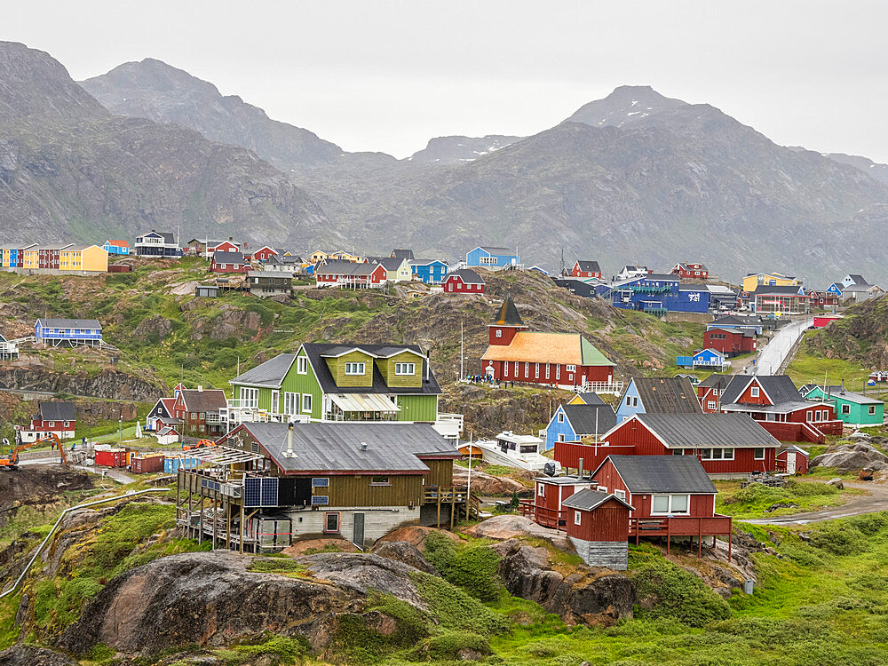 Colorfully painted houses in the city of Sisimiut, Greenland, Denmark, Polar Regions