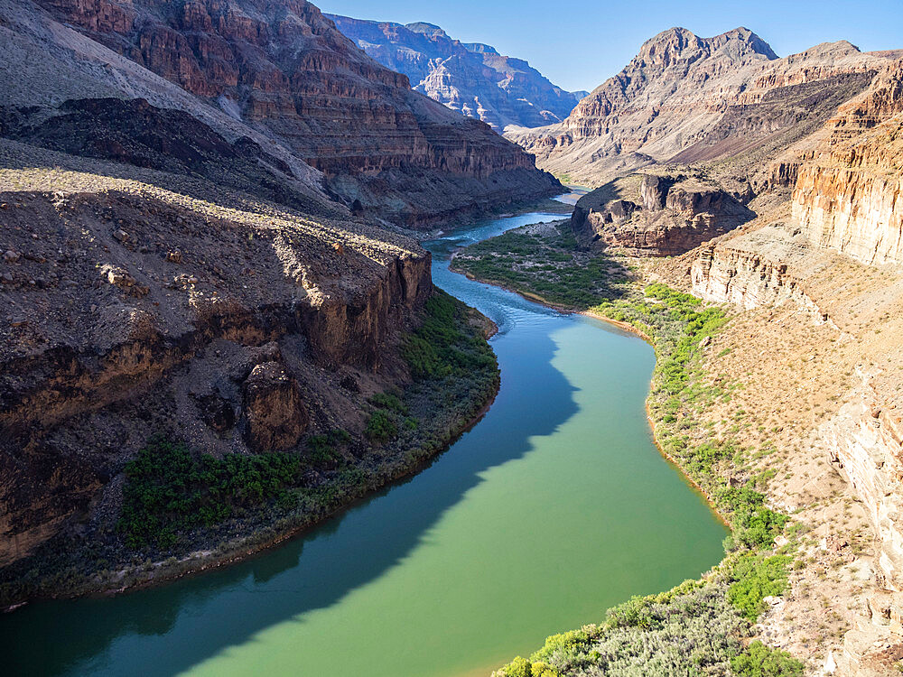 Whitmore Canyon from the helicopter, just before river mile 187, Grand Canyon National Park, Arizona, United States of America, North America