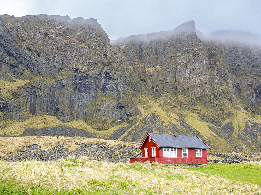 The summer only former fishing village of Mastad, on the island of Vaeroya, Norway, Scandinavia, Europe