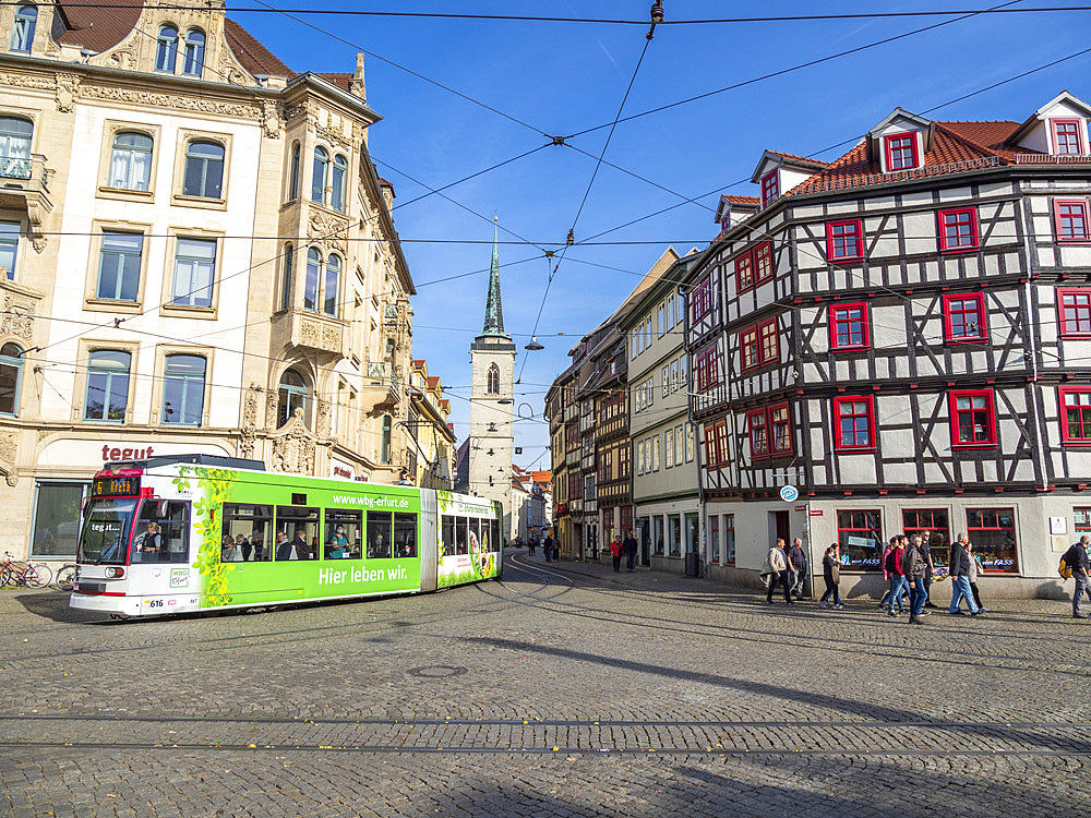 View of the city of Erfurt, the capital and largest city of the Central German state of Thuringia, Germany, Europe