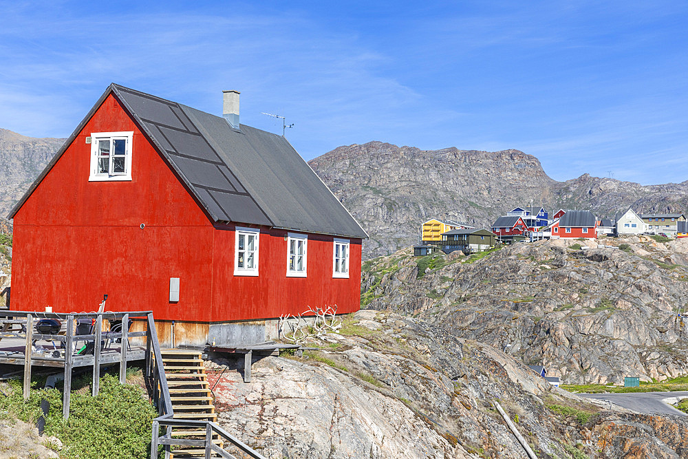 The colorful Danish town of Sisimiut, Western Greenland, Polar Regions