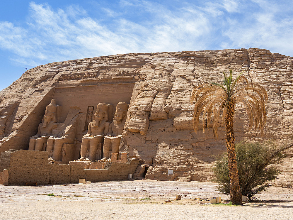 The Great Temple of Abu Simbel with its four iconic 20 meter tall seated colossal statues of Ramses II (Ramses The Great), UNESCO World Heritage Site, Abu Simbel, Egypt, North Africa, Africa