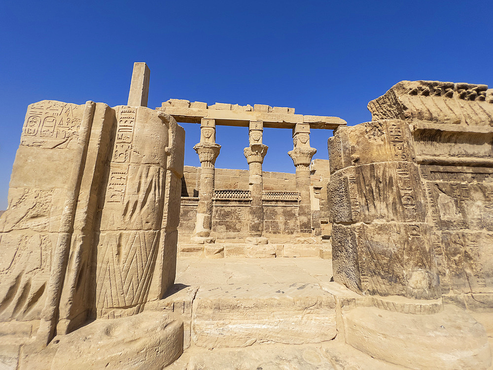 The Philae temple complex, The Temple of Isis, UNESCO World Heritage Site, currently on the island of Agilkia, Egypt, North Africa, Africa