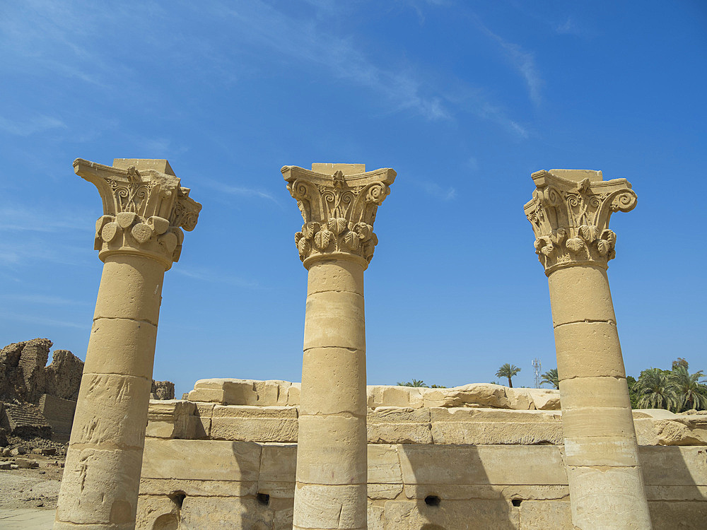 Gate of Domitian and Trajan, northern entrance of the Temple of Hathor, Dendera Temple complex, Dendera, Egypt, North Africa, Africa