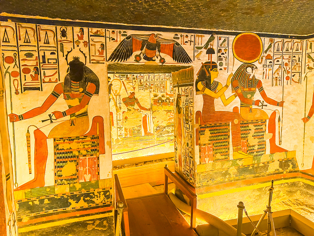 Reliefs and paintings in the tomb of Nefertari, the Great Wife of Pharaoh Ramesses II, Valley of the Queens, UNESCO World Heritage Site, Thebes, Egypt, North Africa, Africa