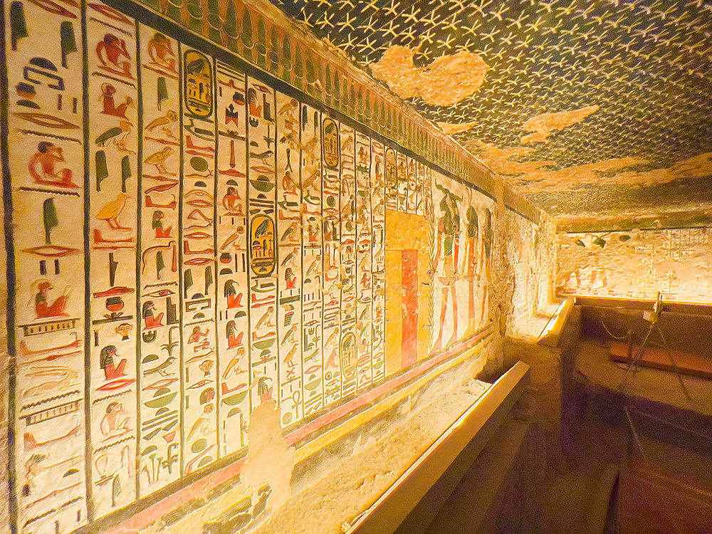 Reliefs and paintings in the tomb of Nefertari, the Great Wife of Pharaoh Ramesses II, Valley of the Queens, UNESCO World Heritage Site, Thebes, Egypt, North Africa, Africa