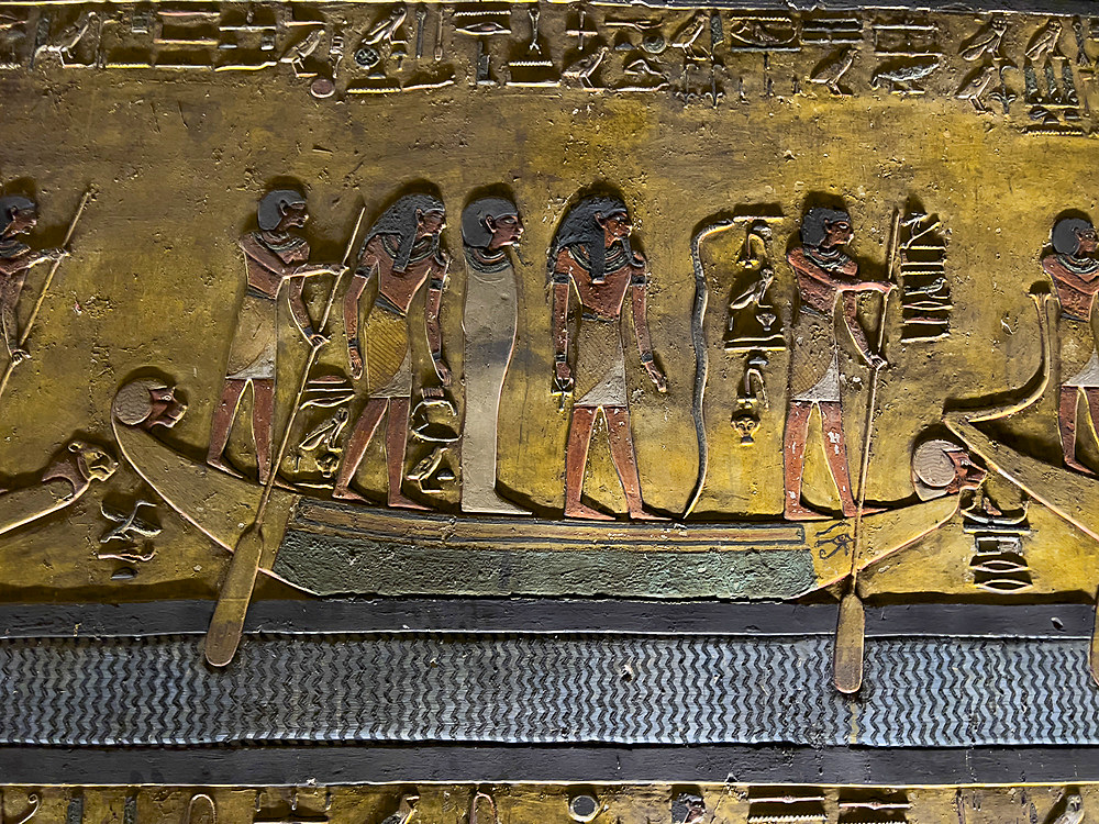 Reliefs and paintings in the tomb of Pharaoh Sety I, the Tomb of Apis, Dynasty 19, Valley of the Kings, UNESCO World Heritage Site, Thebes, Egypt, North Africa, Africa