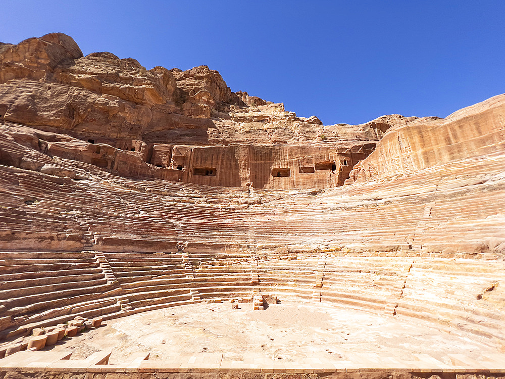 The Theatre, Petra Archaeological Park, UNESCO World Heritage Site, one of the New Seven Wonders of the World, Petra, Jordan, Middle East